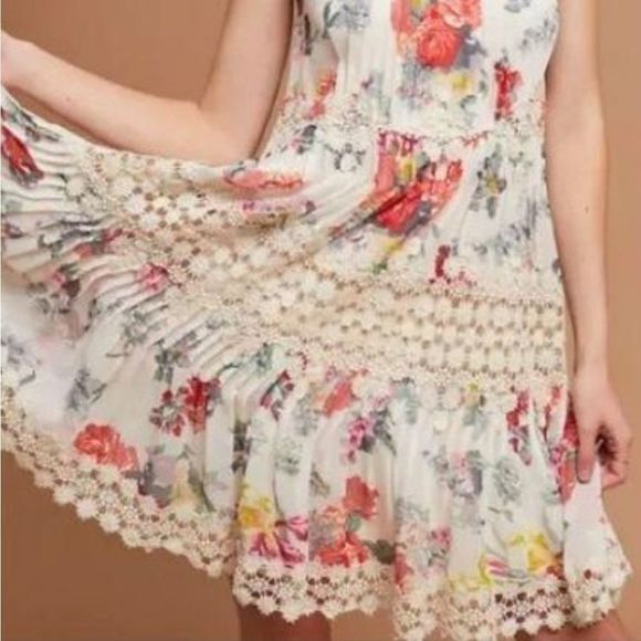ANTHROPOLOGIE RANNA GILL Kalila Floral Women's Halter Lace Cottagecore Dress - Picture 2 of 12